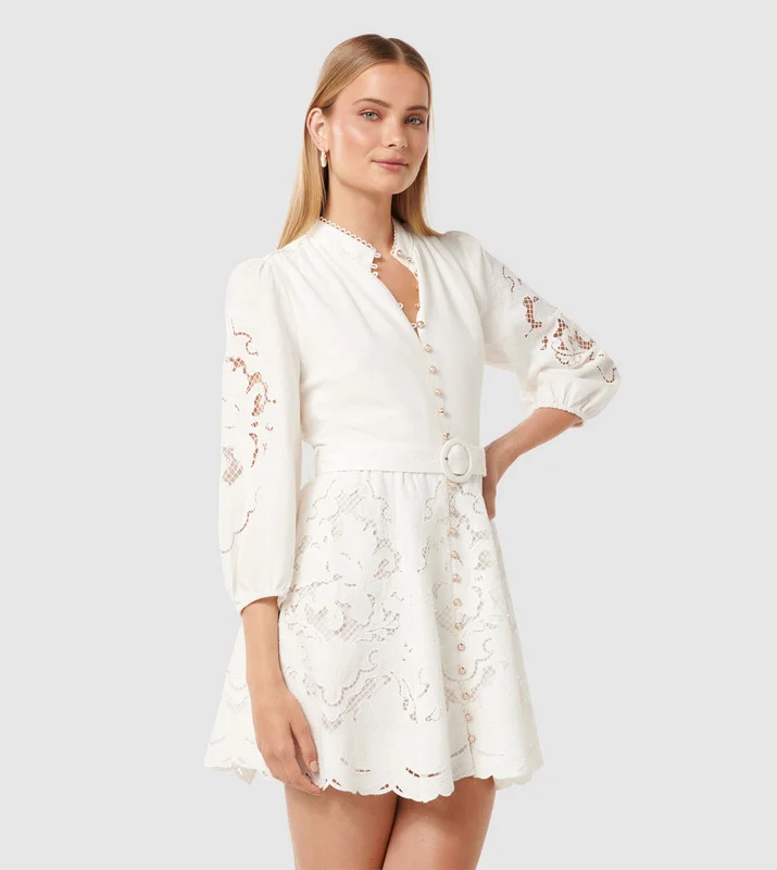 forever new  RHI Lace High Neck Mini Dress for Women | Best Price UAE
